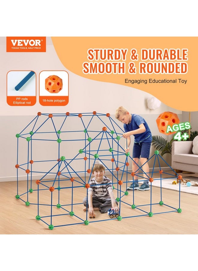 Fort Building Kit For Kids, 180Pcs Stem Building Toys, Educational Gift For 4 5 6 7 8+ Year Old Boys & Girls, Indoor Outdoor Play Tent Builder Set Construction Toys With 120 Rods And 60 Balls