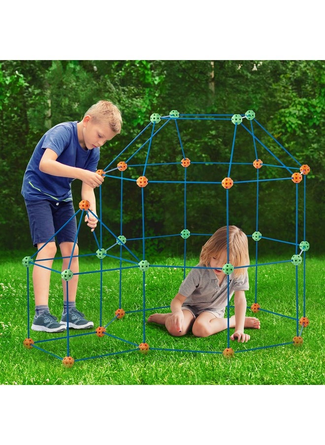 Fort Building Kit For Kids, 180Pcs Stem Building Toys, Educational Gift For 4 5 6 7 8+ Year Old Boys & Girls, Indoor Outdoor Play Tent Builder Set Construction Toys With 120 Rods And 60 Balls