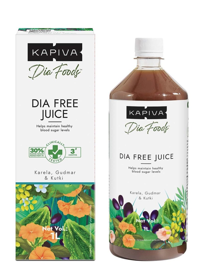 Kapiva Dia Free Juice, 1L | Clinically Proven Blood Sugar Care | Amla, Karela, Jamun, Guduchi & 7 More