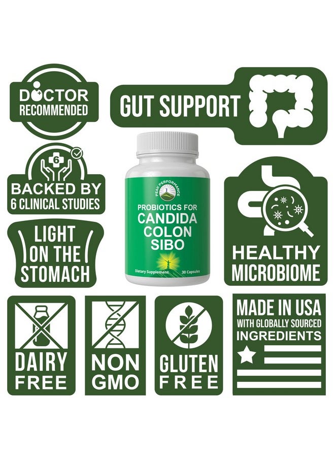 Probiotics for Candida, Colon Cleanse, IBS, and SIBO Support. Doctor Recommended Proprietary Microbiome Reset Probiotic Supplement. Gut Health and Overgrowth Treatment Capsules for Women & Men