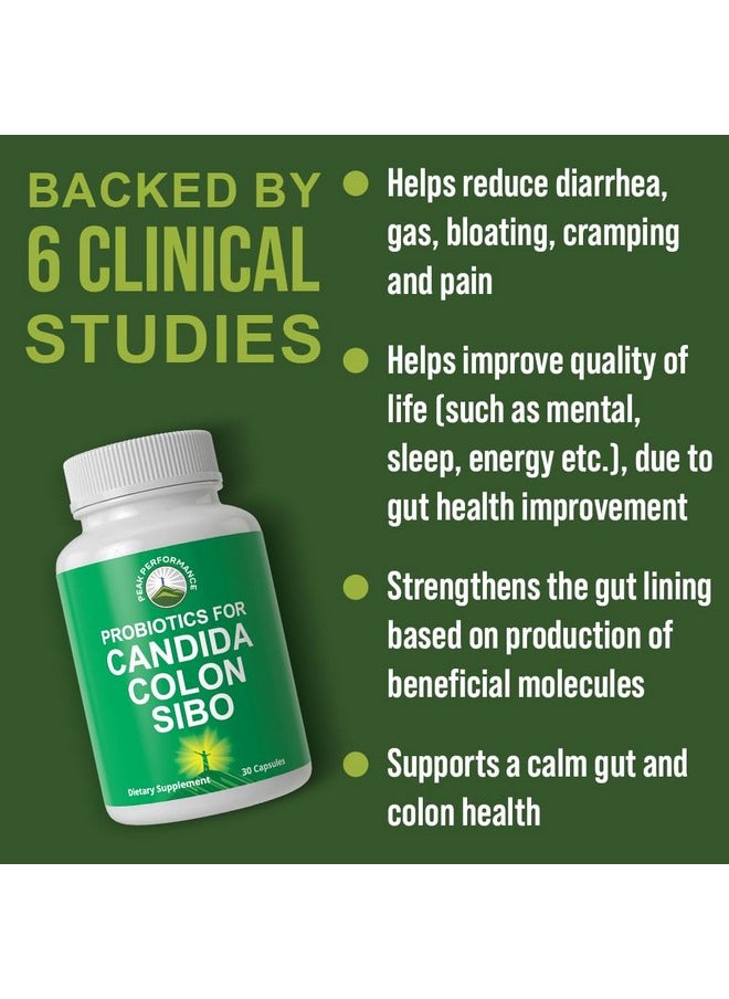 Probiotics for Candida, Colon Cleanse, IBS, and SIBO Support. Doctor Recommended Proprietary Microbiome Reset Probiotic Supplement. Gut Health and Overgrowth Treatment Capsules for Women & Men