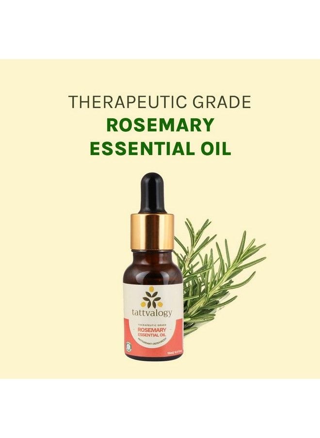 Tattvalogy Therapeutic Grade Rosemary Essential Oil ; Rosmarinus Officinalis ; Steam Distilled ; 100% Pure & Natural ; For Hair Nourishment And Skin Moisturizing ; In Glass Bottle 15 Ml