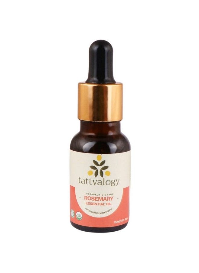 Tattvalogy Therapeutic Grade Rosemary Essential Oil ; Rosmarinus Officinalis ; Steam Distilled ; 100% Pure & Natural ; For Hair Nourishment And Skin Moisturizing ; In Glass Bottle 15 Ml