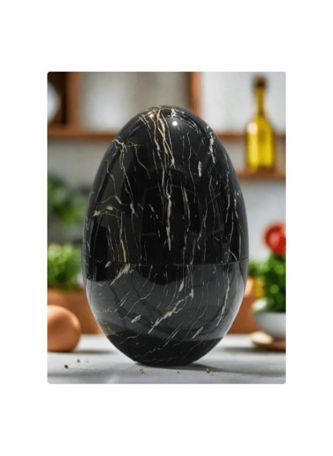 Elegant Egg Style Black Marble Cutlery Holder with Gold-Plated Spoon Set – 24 Pcs