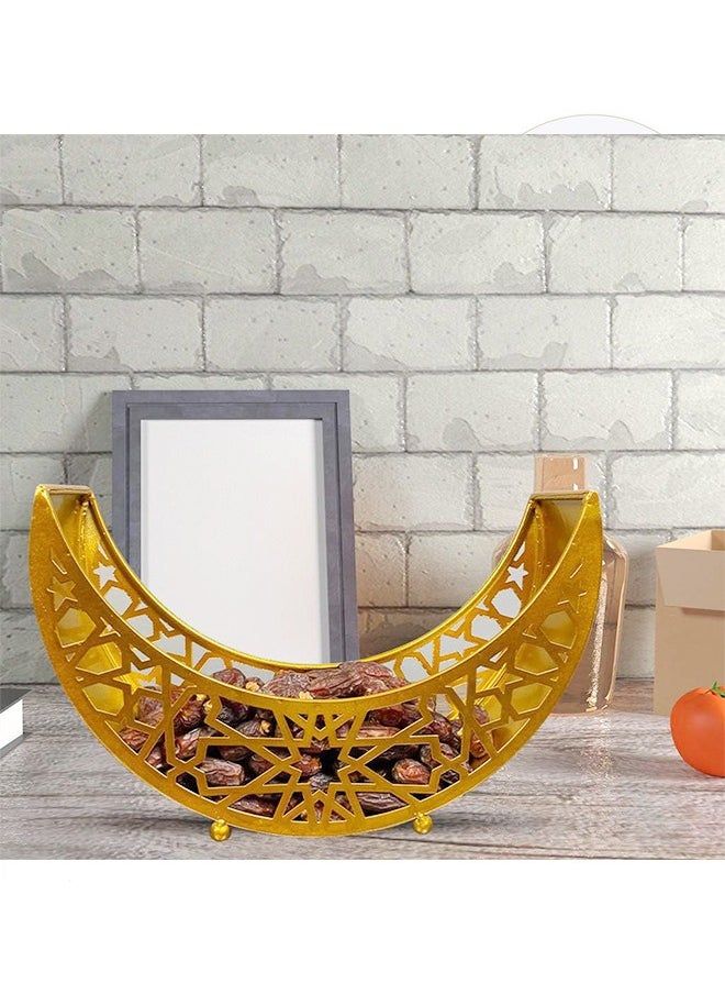 Ramadan Decorations, Iron Moon Shaped Ramadan Tray Eid Mubarak Gift Box Dessert Tray Islam Muslim Party Festival Table Decor