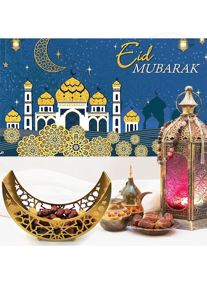 Ramadan Decorations, Iron Moon Shaped Ramadan Tray Eid Mubarak Gift Box Dessert Tray Islam Muslim Party Festival Table Decor