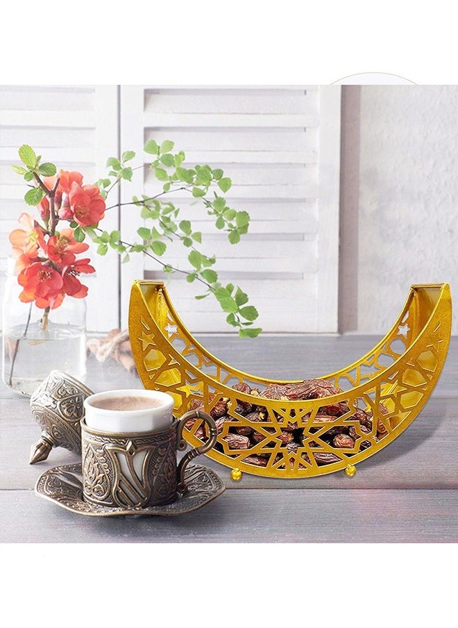 Ramadan Decorations, Iron Moon Shaped Ramadan Tray Eid Mubarak Gift Box Dessert Tray Islam Muslim Party Festival Table Decor