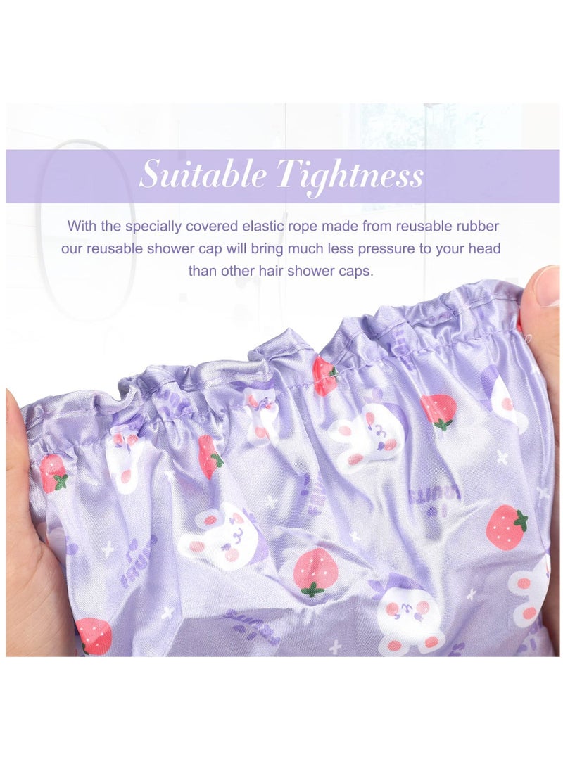 2PCS Elastic Kids Bath Caps, Double layer Baby Bathing Shower Caps, Reusable Children Waterproof Cartoon Hat for Kids