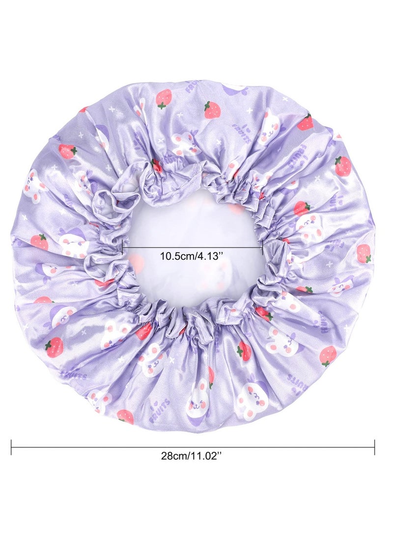2PCS Elastic Kids Bath Caps, Double layer Baby Bathing Shower Caps, Reusable Children Waterproof Cartoon Hat for Kids