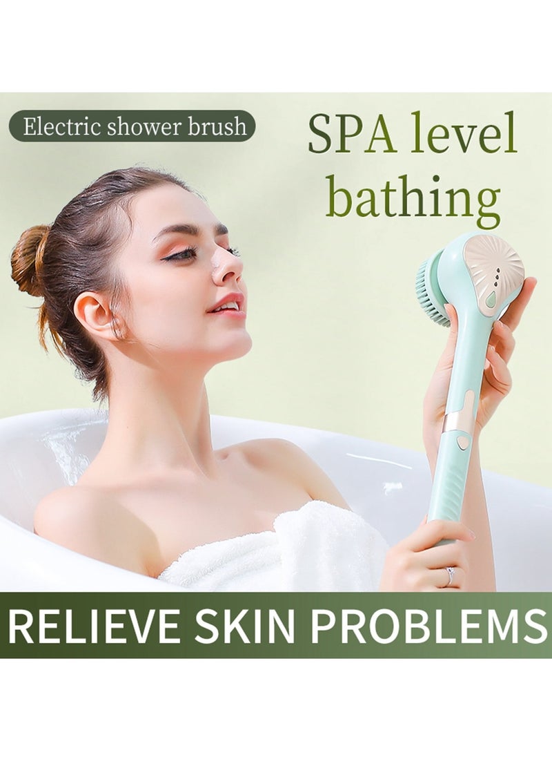 Electric Body Brush, Three Files Of Strength, Long Battery Life, Electric Shower Brush For Exfoliation And Massage, Body Scrub, Long Handle Shower Brush, 6 Brus