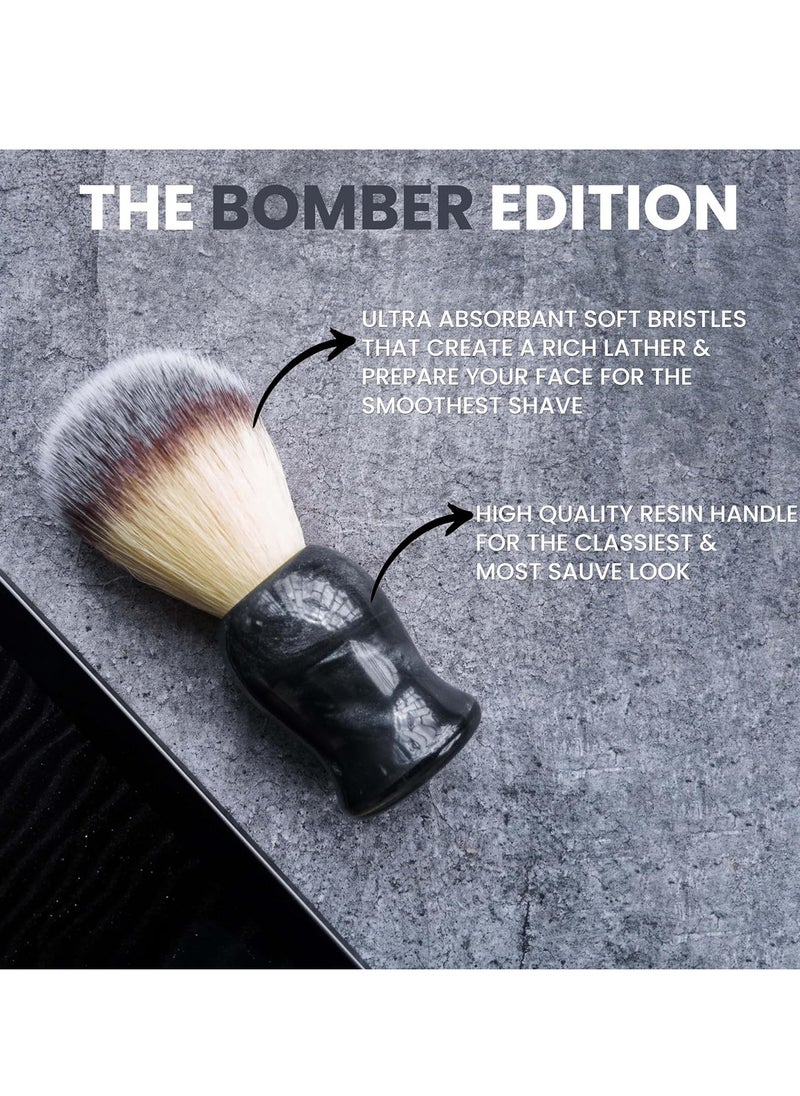 RUBAB MEN Luxuriously Soft Shaving Brush for Men |Bomber Edition| Experience Premium Cruelty-Free Bristles and Stylish Grey Bomber-Toned Ergonomic Handle | Hand-crafted with Passion in India