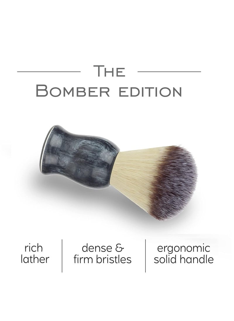 RUBAB MEN Luxuriously Soft Shaving Brush for Men |Bomber Edition| Experience Premium Cruelty-Free Bristles and Stylish Grey Bomber-Toned Ergonomic Handle | Hand-crafted with Passion in India
