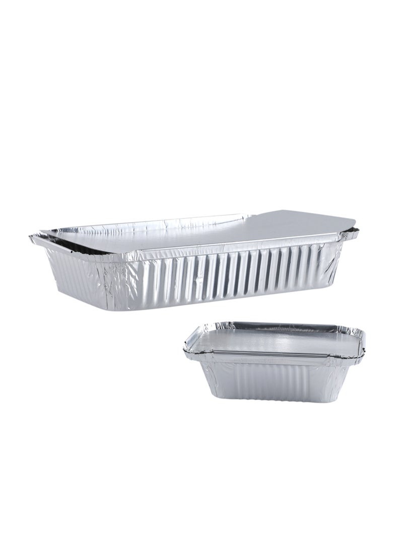 Aluminum Disposable Containers Combo Pack – Models 8389 (100 Pieces) & 8325 (100 Pieces), Durable and Food-Safe for Baking, Storing, and Serving