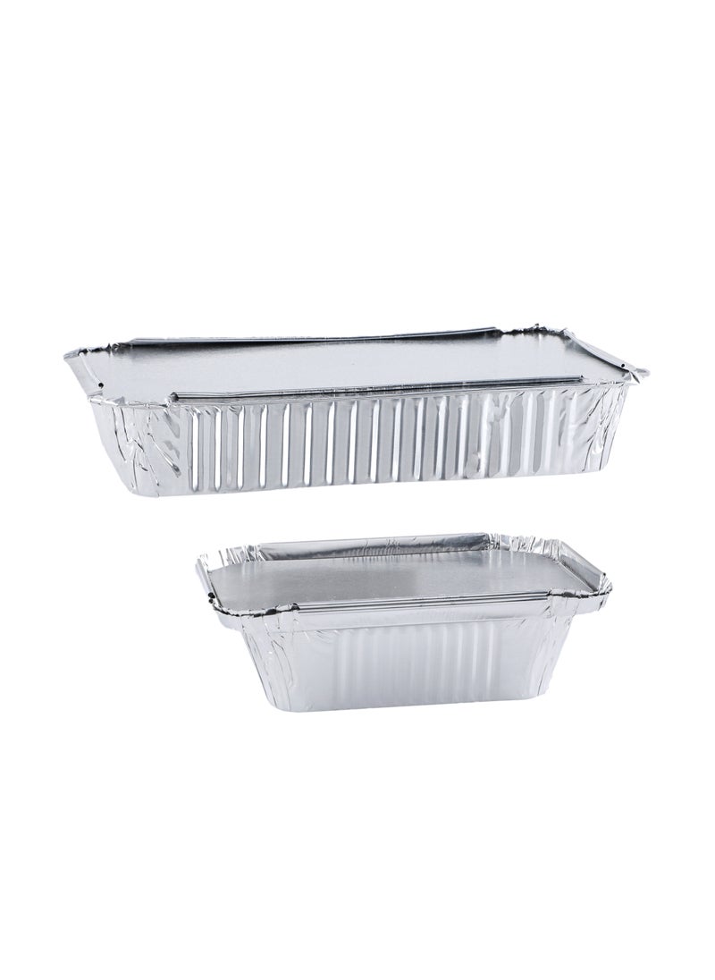 Aluminum Disposable Containers Combo Pack – Models 8389 (100 Pieces) & 8325 (100 Pieces), Durable and Food-Safe for Baking, Storing, and Serving