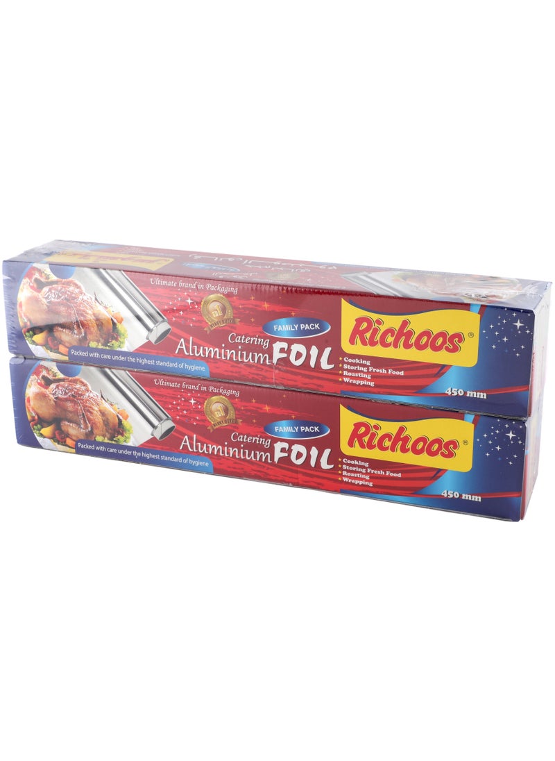 Premium Aluminum Foil Roll - 2.5kg x 2, 45cmWidth  5kg gross, Pack of 2 Rolls (Durable and Food Safe)