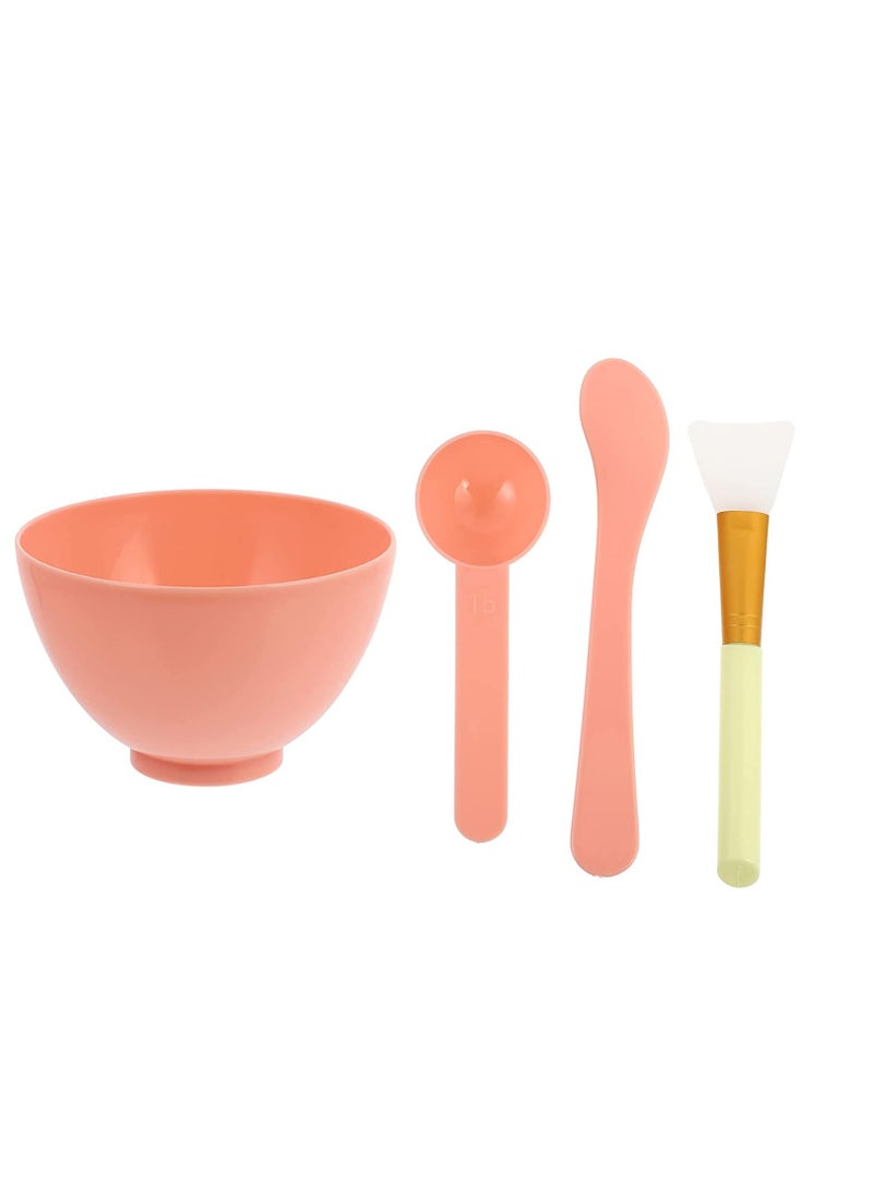 Silicone Face Bowl Set DIY Facemask Mixing Tool Kit with Silicone Bowl Stirring Rod Silicone Beauty Face Brush Measuring Spoon, 4PCS Pink