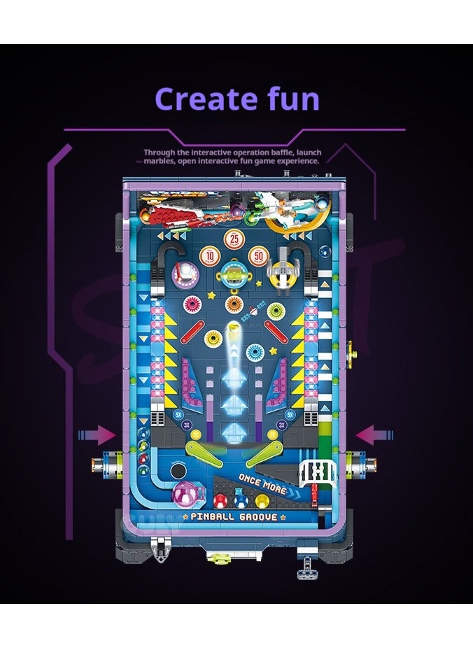 Game Console Pinball Table with Motorized Assembly Children's Building Blocks Toy for Boys