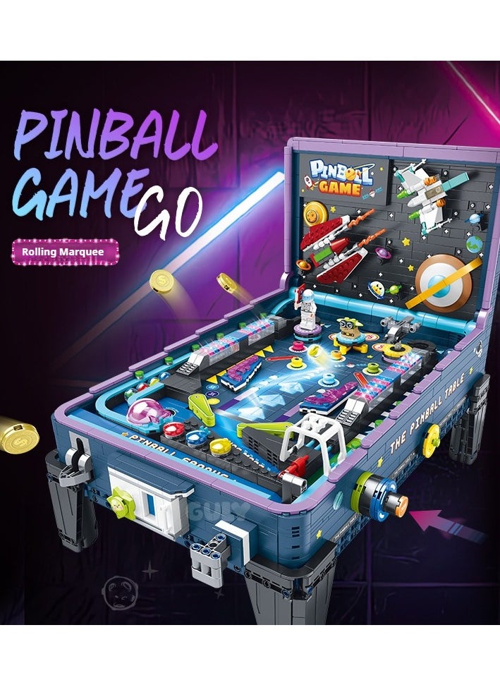 Game Console Pinball Table with Motorized Assembly Children's Building Blocks Toy for Boys