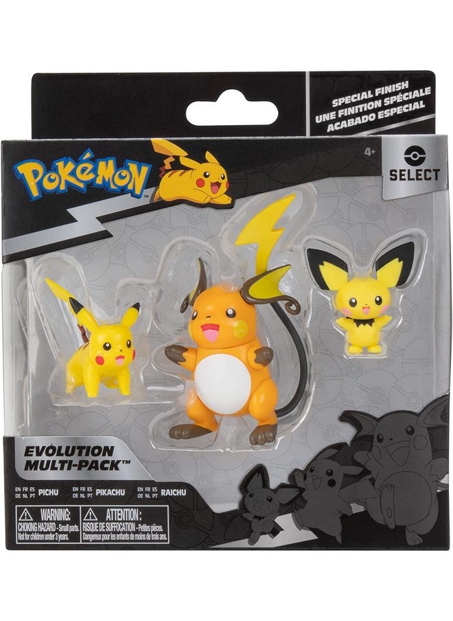 Pokémon Select Evolution 3 Pack - Features 2-Inch Pichu And Pikachu And 3-Inch Raichu Battle Figures