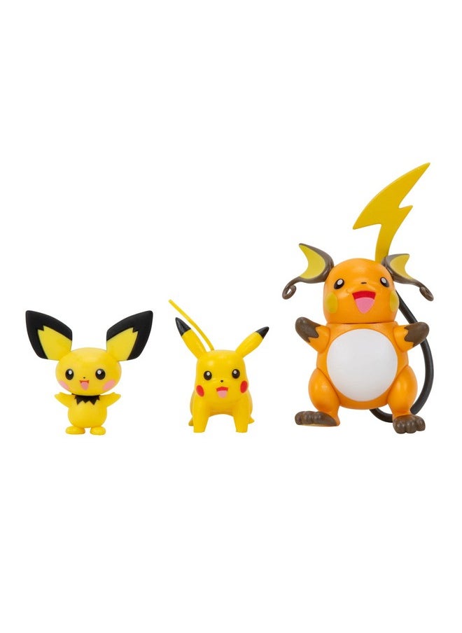 Pokémon Select Evolution 3 Pack - Features 2-Inch Pichu And Pikachu And 3-Inch Raichu Battle Figures