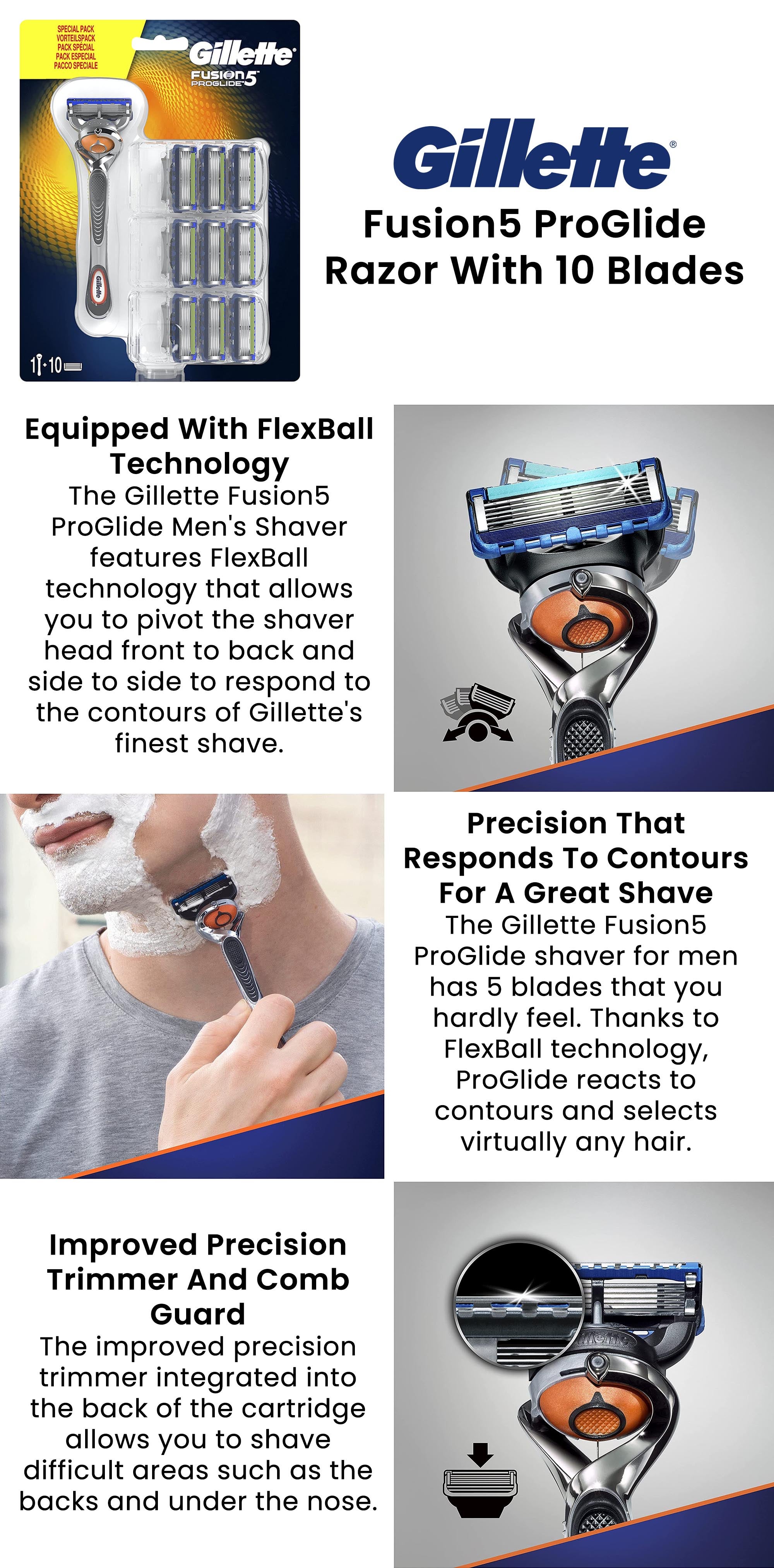 Fusion ProGlide Razor + 9 Blades Refills