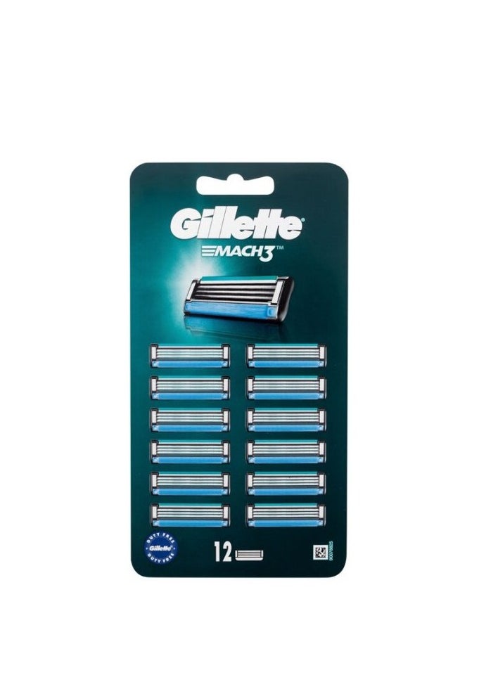 Gillette Mach3 Razor Blades Men, Pack of 12 Blade Refills