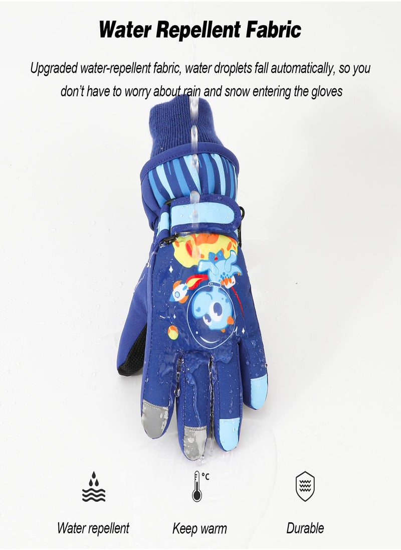 Kids Waterproof Ski Gloves, Thermal Snow Gloves with Adjustable Cuffs for Winter Activities, Ideal for Cycling, Skiing, Skating, and Hiking, Perfect for Children