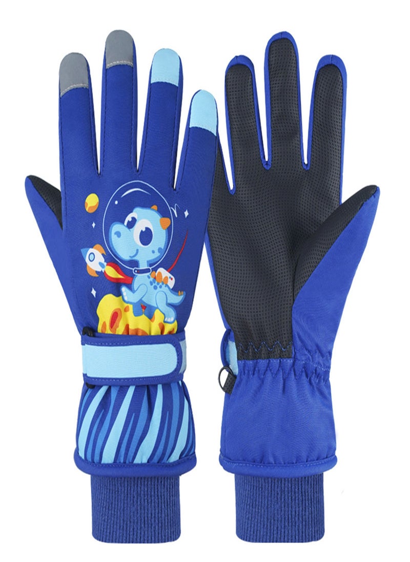 Kids Waterproof Ski Gloves, Thermal Snow Gloves with Adjustable Cuffs for Winter Activities, Ideal for Cycling, Skiing, Skating, and Hiking, Perfect for Children