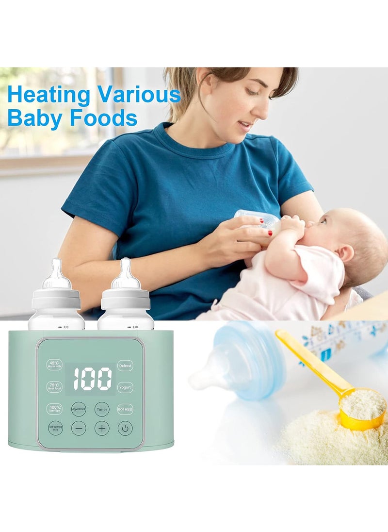 Baby Bottle Warmer, Multifuntion Breast Milk Warmer, Fast Baby Food Heater & Defrost Warmer with Timer for Twins, LCD Display Accurate Temperature Adjustment, 24H Constant Mode