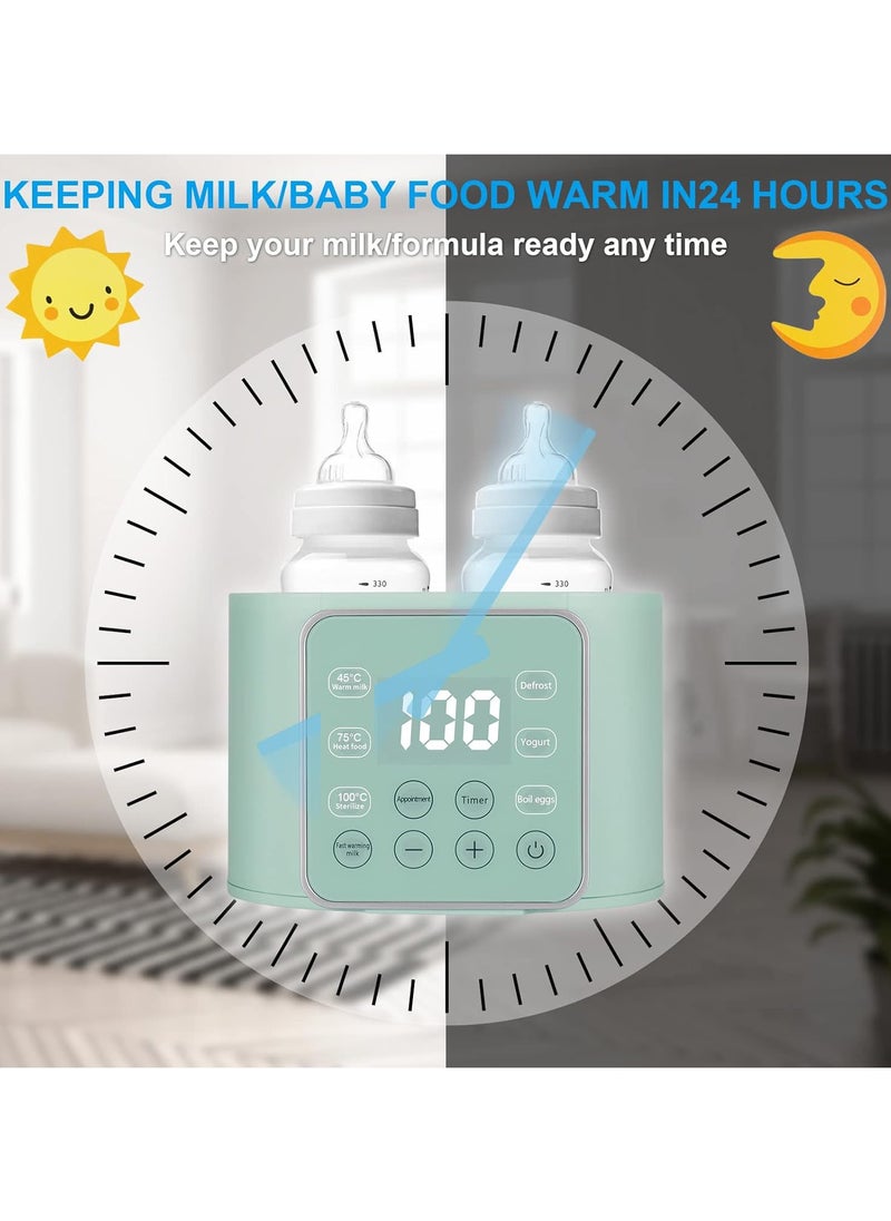 Baby Bottle Warmer, Multifuntion Breast Milk Warmer, Fast Baby Food Heater & Defrost Warmer with Timer for Twins, LCD Display Accurate Temperature Adjustment, 24H Constant Mode