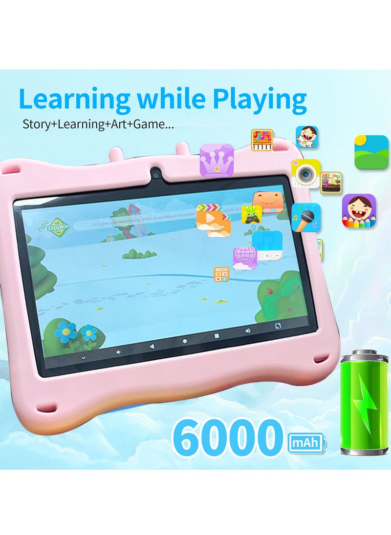 7-inch Android kids tablet PC for study and education 1GB RAM, 16GB ROM, WiFi, 1024x600 resolution Children's tablet with silicone case