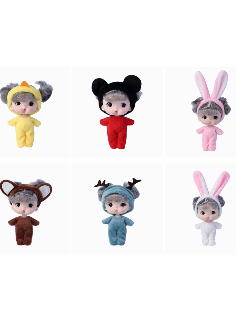 6 Pack Cute Baby Dolls 4.5 Inch Mini Dolls Realistic Silicone Cute Dress Up Gift Toys Handmade Clothes Toys Gifts For Girls Over Three Years Old