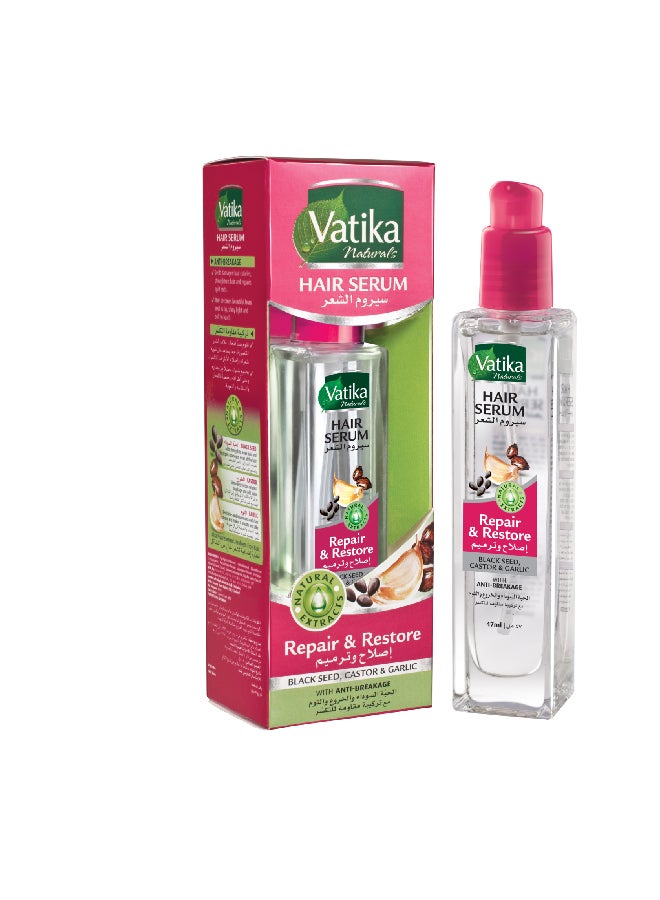 Vatika Naturals Repair & Restore Hair Serum 47ml | Black Seed, Castor & Garlic | Promotes Anti-Breakage Clear 47.0ml