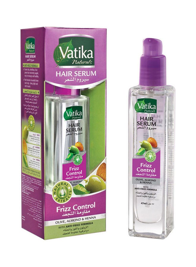 Vatika Naturals Frizz Control Hair Serum 47 ml | Olive, Almond & Henna | With Anti-Frizz Formula | For Dry & Damaged Hair Clear 47.0ml