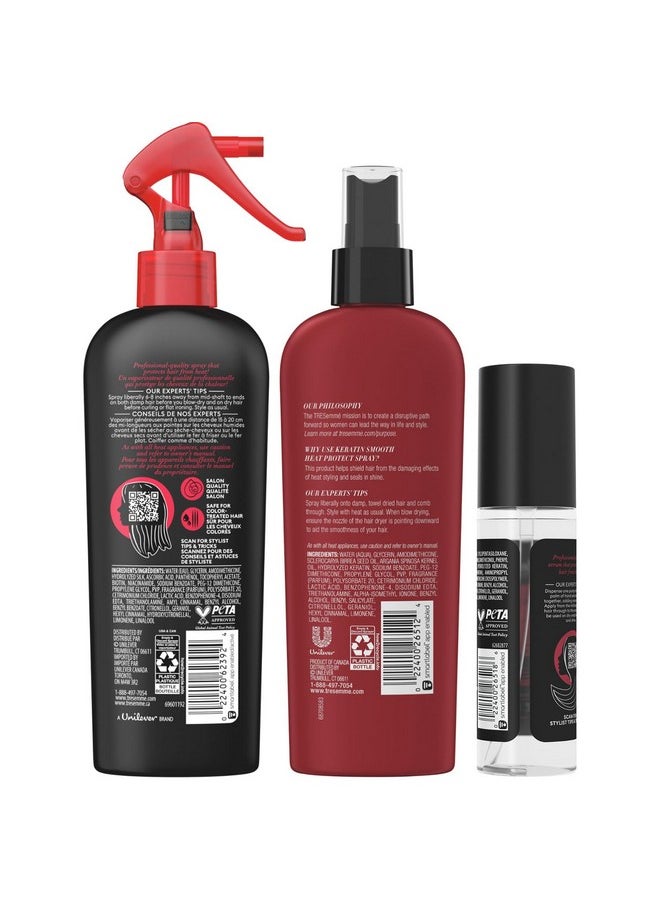 Expert Keratin Smooth Hair Care Set - Heat Protection Spray, Shine Serum With Marula Oil, And Thermal Leave-In Spray, Anti-Frizz Products (3 Piece Set)