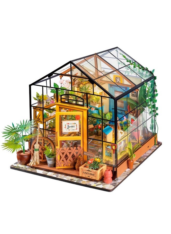 Diy Dollhouse Wooden Miniature Furniture Kit Mini Green House With Led Best Birthday Gifts