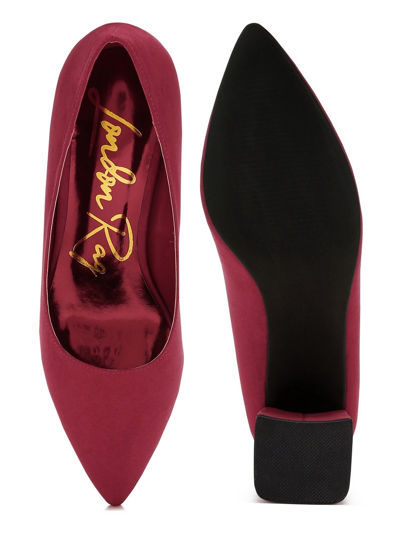 Block Heel Pumps in Burgundy