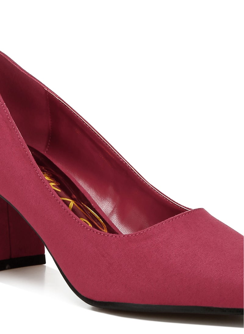 Block Heel Pumps in Burgundy