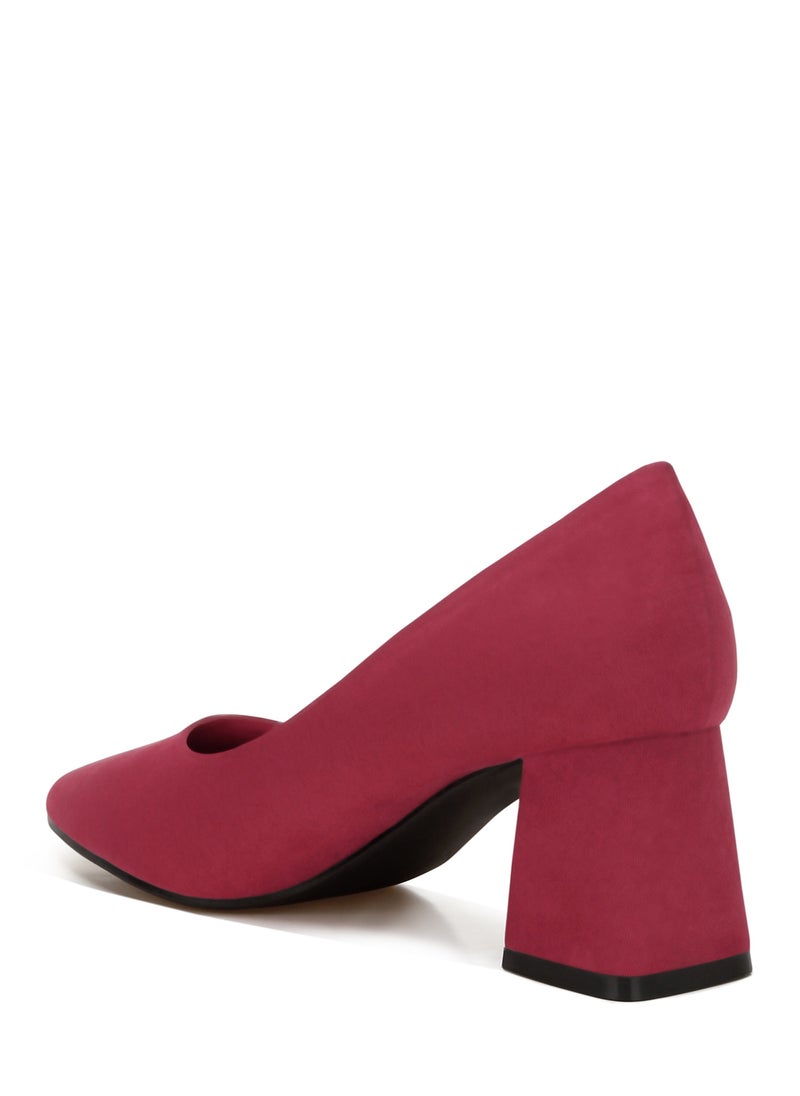 Block Heel Pumps in Burgundy