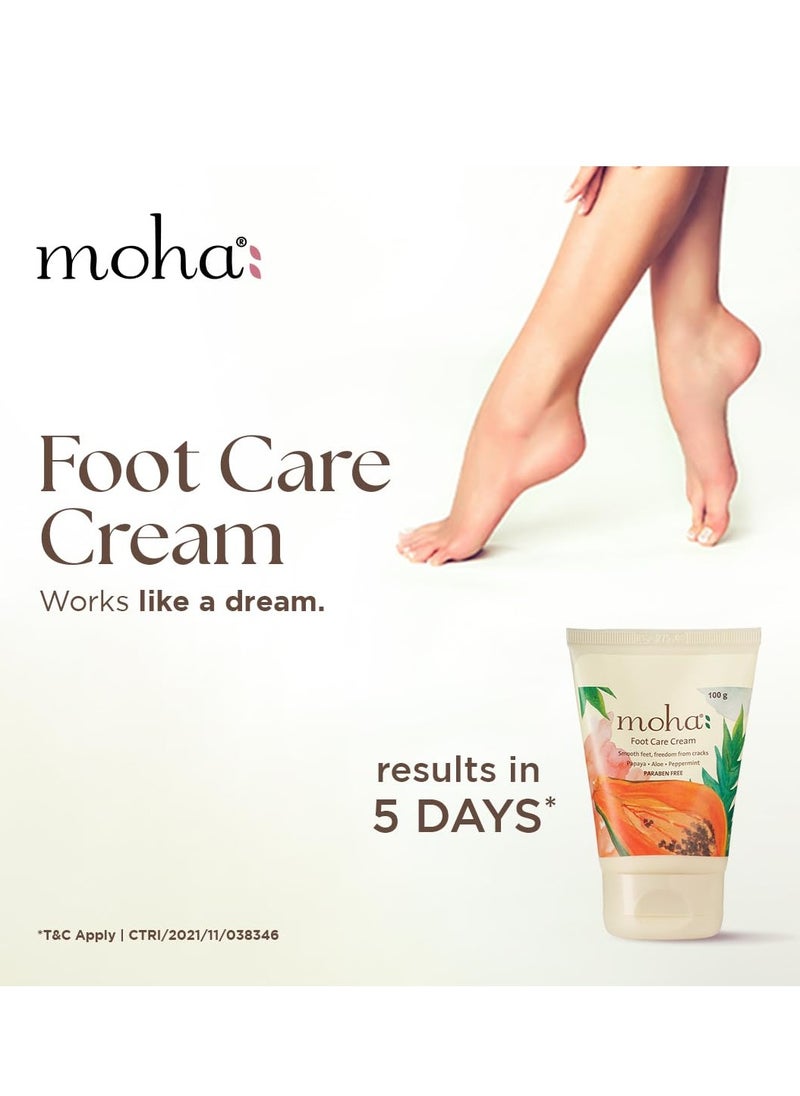 moha: Foot Cream For Rough, Dry and Cracked Heel, Feet Cream For Heel Repair With Benefits Of AleoVera, Papaya & Peppermint (50 ML X 2)