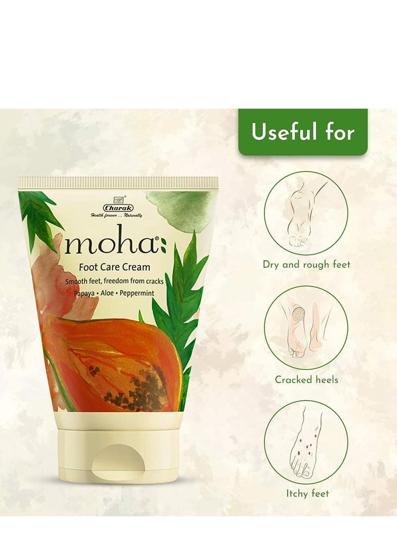 moha: Foot Cream For Rough, Dry and Cracked Heel, Feet Cream For Heel Repair With Benefits Of AleoVera, Papaya & Peppermint (50 ML X 2)