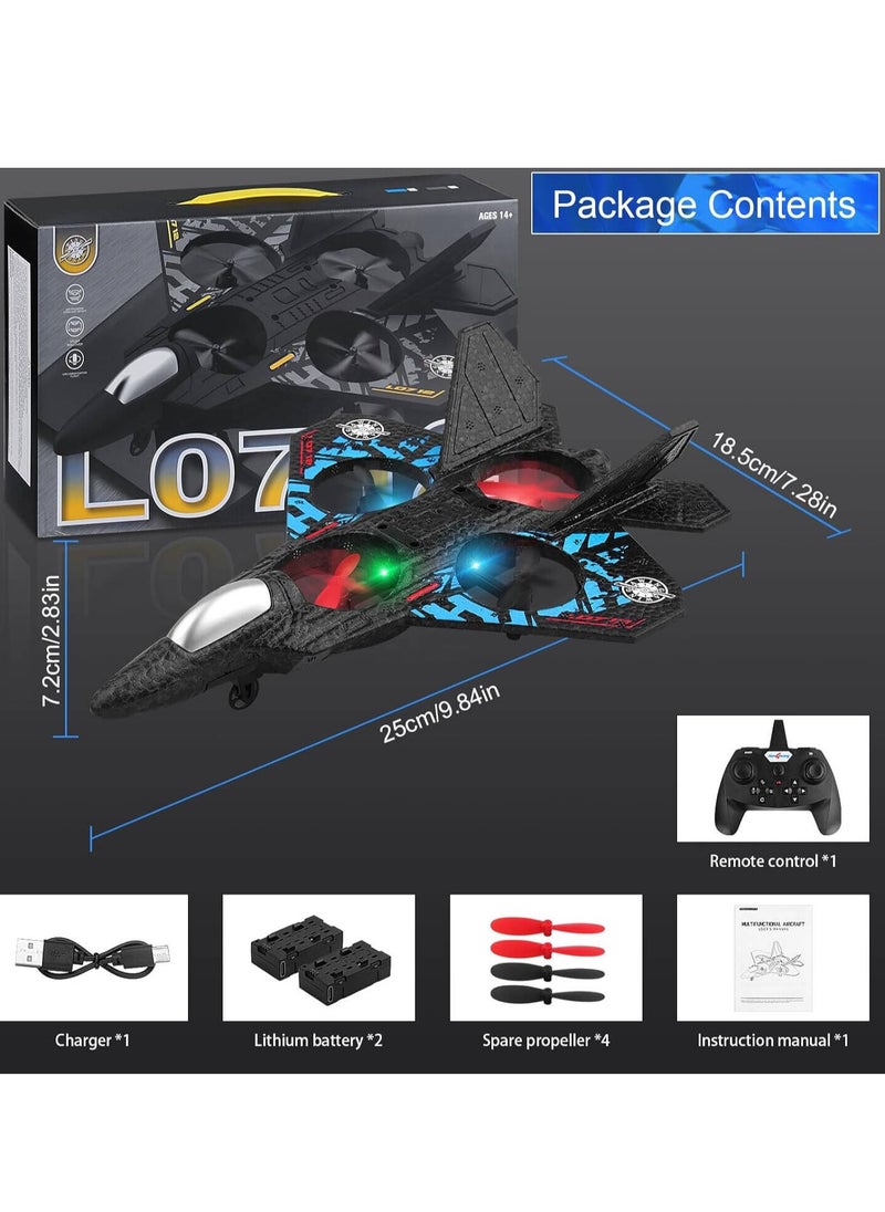 Aeroplane 2.4GHz Remote Controlled Aeroplane L0712 Quadcopter Floating Fighter Plane RC Aeroplane RTF for Beginners Children and Adults APlane Toy with Coloured Lights USB Charging