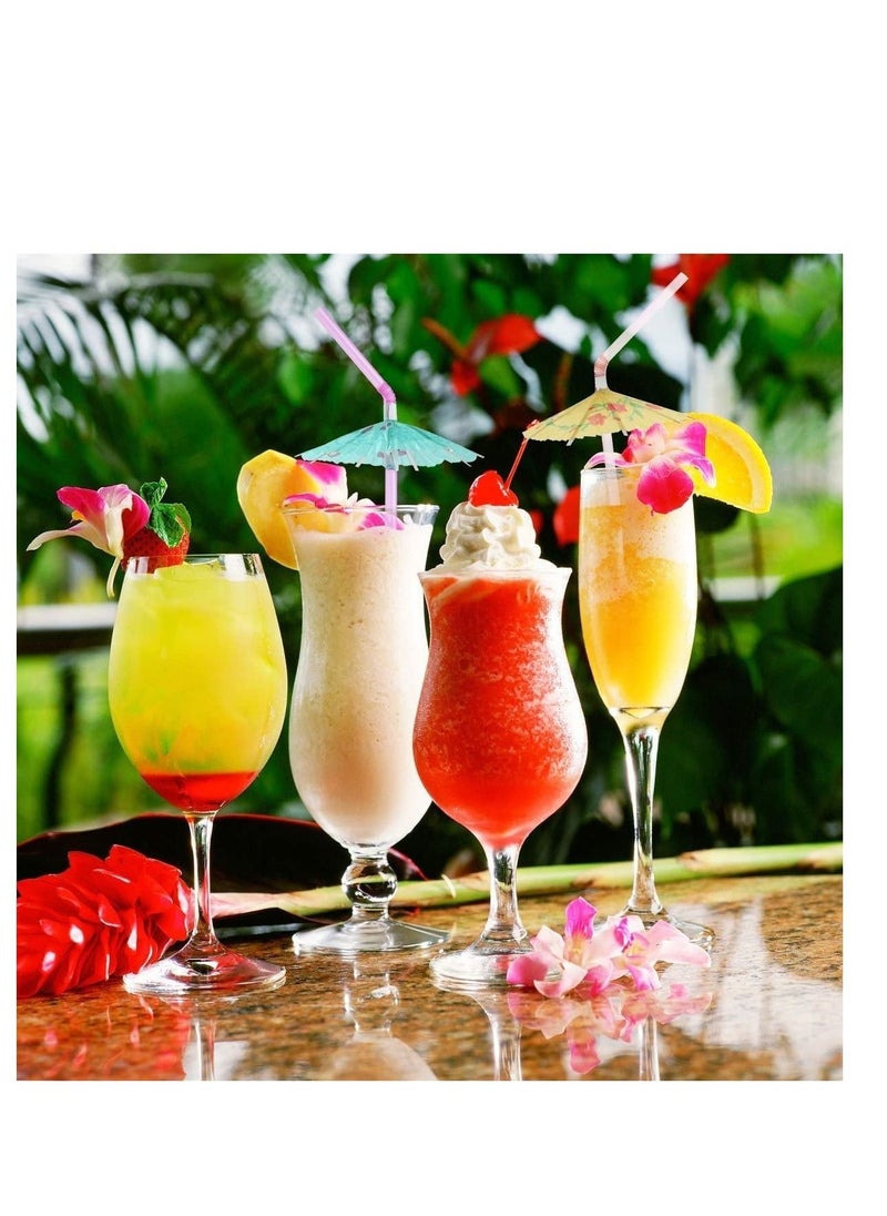 50 Umbrella Parasol Drinking Straws,Disposable Bendable Tropical Drinking Straws,Hawaiian Beach beverage juice Party Decorations Supplies