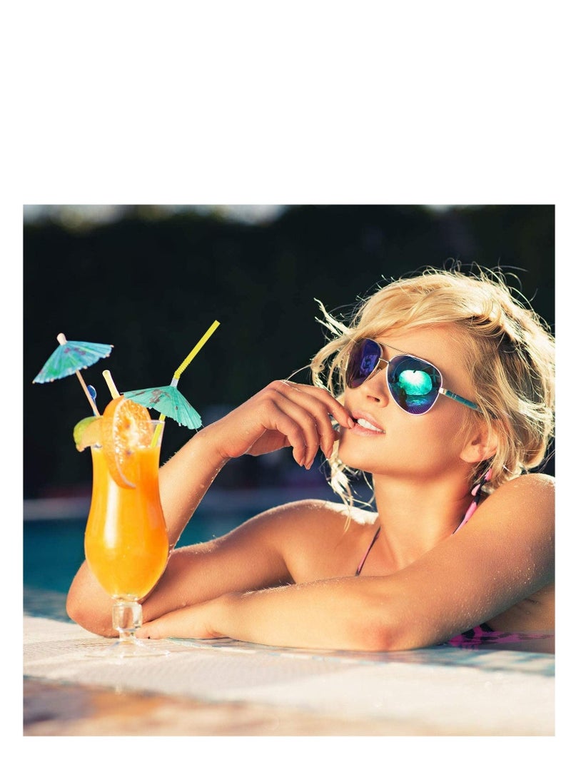 50 Umbrella Parasol Drinking Straws,Disposable Bendable Tropical Drinking Straws,Hawaiian Beach beverage juice Party Decorations Supplies