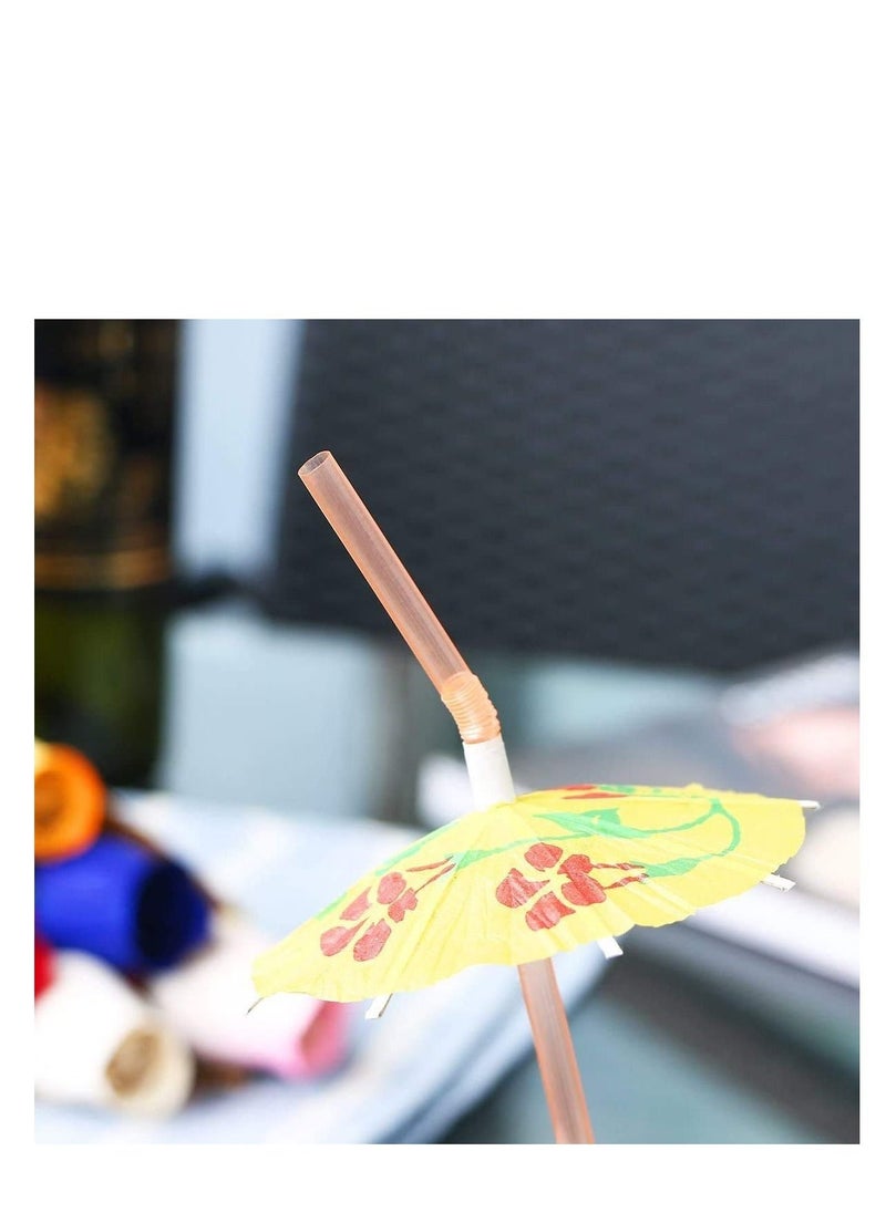 50 Umbrella Parasol Drinking Straws,Disposable Bendable Tropical Drinking Straws,Hawaiian Beach beverage juice Party Decorations Supplies