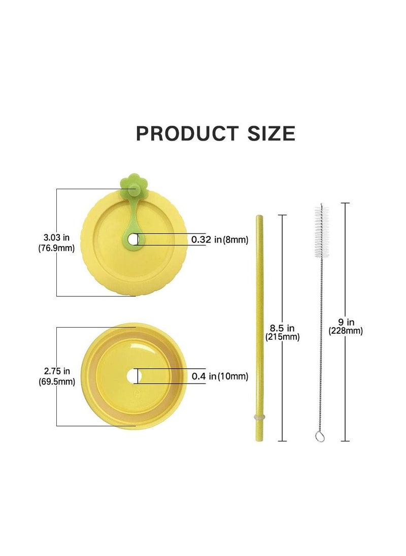 Jar Lids With Straw Hole Bpa-Free Plastic Straws Silicone Stoppers Rings And Cleaning Brush - 26 Pack For Drinking And Food Storage Solutions.