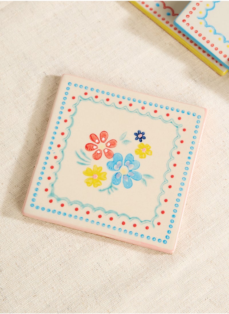 Folk Floral Coasters (Set of 4)