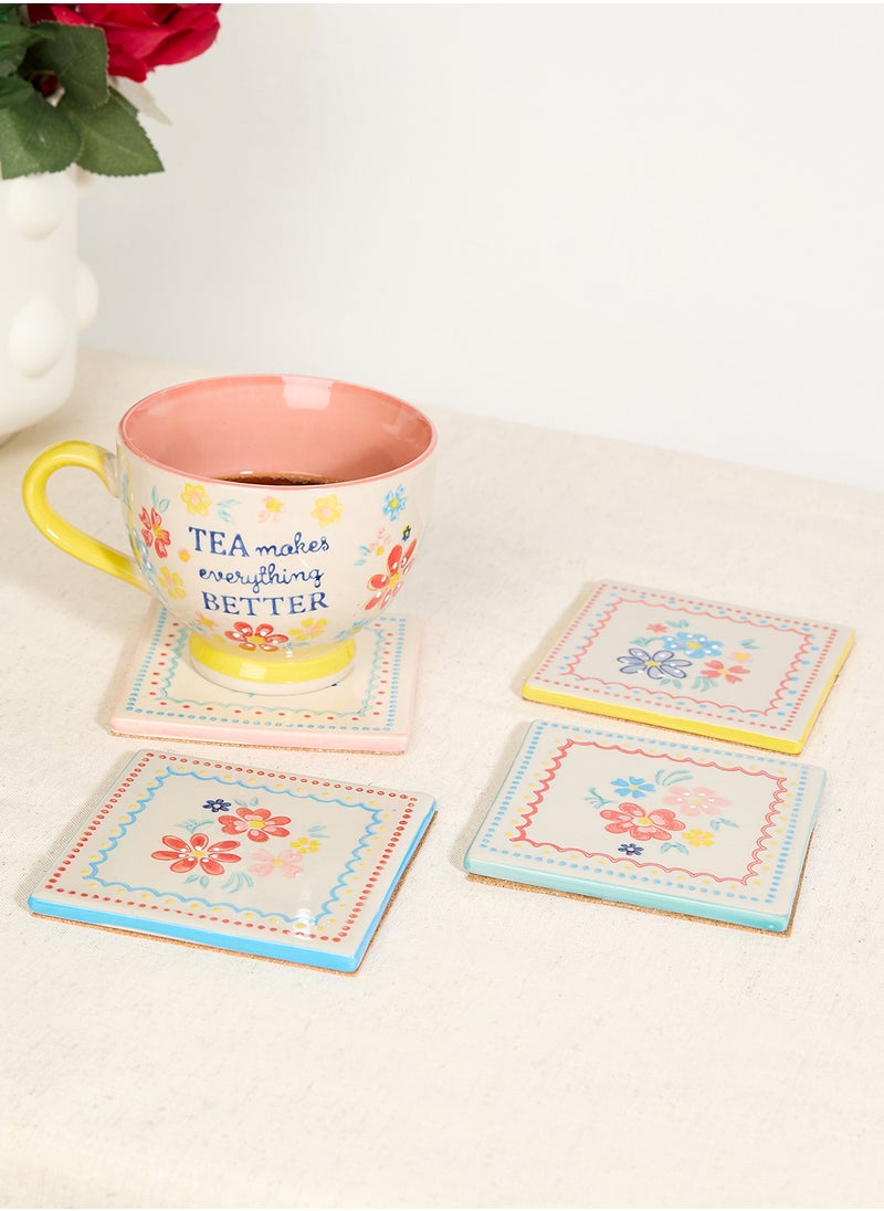 Folk Floral Coasters (Set of 4)