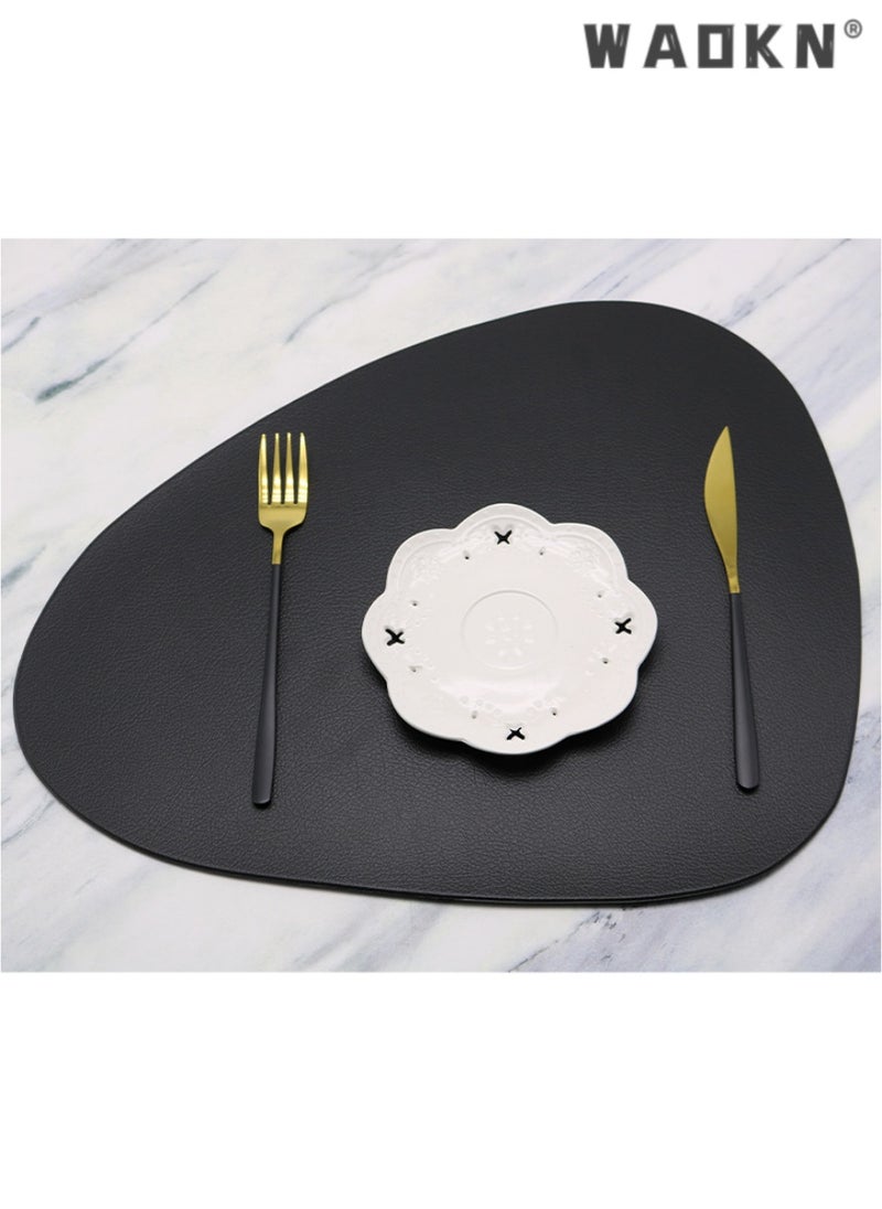 Leather Placemat and Coaster 4 Piece Set, Waterproof, Washable and Easy to Clean Table Mat, Heat Resistant Non Slip Placemat, Suitable for Kitchen Table(4 Placemat)