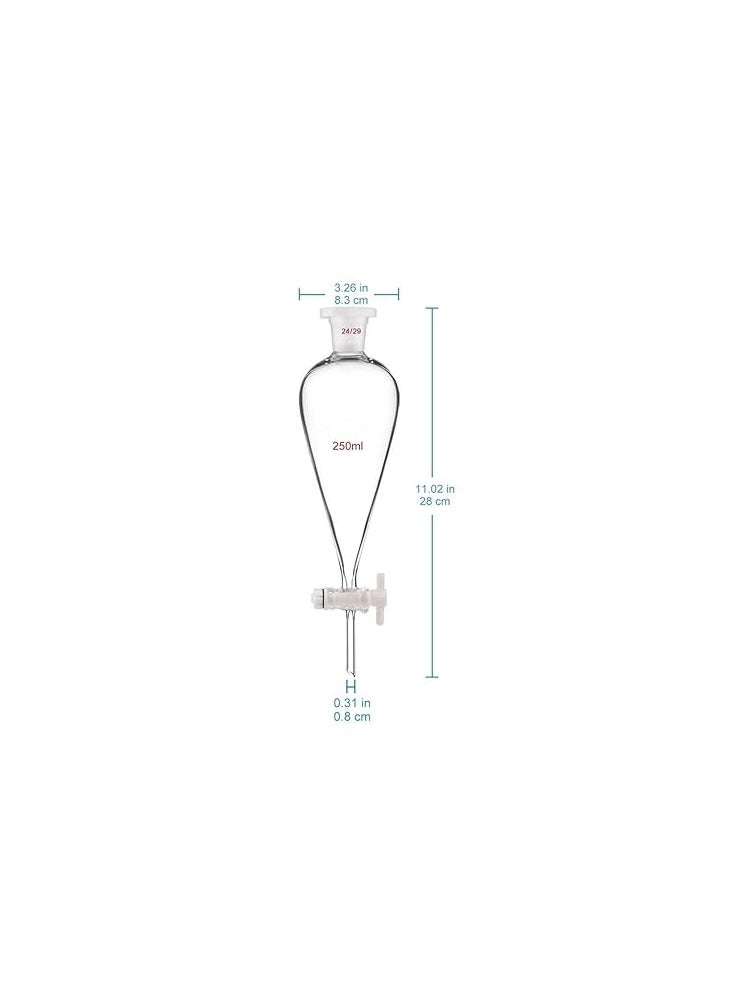 RAWAL'S Borosilicate Glass Heavy Wall Conical Separating Funnel with Joints and PTFE Stopcock (1000ML Capacity) (1000 ML Capacity)